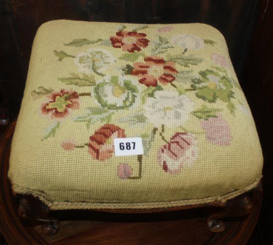 Victorian foot stool, on cabriole legs